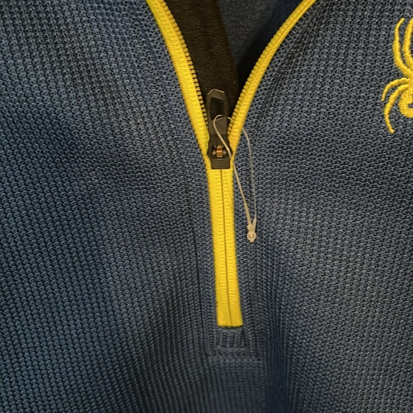 Spyder mens Outbound 1/2 zip Midweight Core pull on blue black yellow Small - Picture 2 of 5